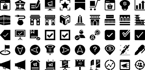 Mark Icon Set Isolated Silhouette Solid Icons With Sign, Symbol, Illustration, Mark, Vector, Isolated, Icon Infographic Simple Vector Illustration