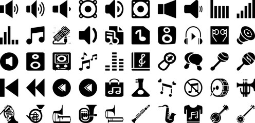 Music Icon Set Isolated Silhouette Solid Icons With Musical, Note, Music, Icon, Vector, Sound, Sign Infographic Simple Vector Illustration