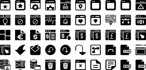 Page Icon Set Isolated Silhouette Solid Icons With Sign, Icon, Symbol, Web, Set, Vector, Page Infographic Simple Vector Illustration