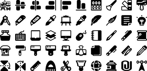 Paint Icon Set Isolated Silhouette Solid Icons With Brush, Vector, Paint, Symbol, Icon, Art, Set Infographic Simple Vector Illustration
