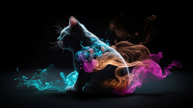 Mystic cat. Surreal mystical ethereal cat. Generative AI.