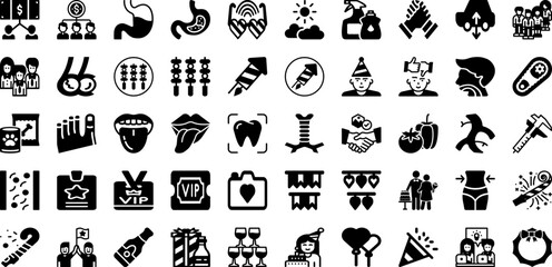 Part Icon Set Isolated Silhouette Solid Icons With Icon, Symbol, Line, Outline, Thin, Vector, Set Infographic Simple Vector Illustration