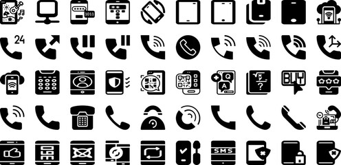 Phone Icon Set Isolated Silhouette Solid Icons With Communication, Illustration, Smartphone, Vector, Phone, Icon, Mobile Infographic Simple Vector Illustration