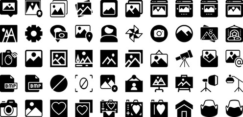 Photo Icon Set Isolated Silhouette Solid Icons With Design, Icon, Vector, Symbol, Photo, Camera, Sign Infographic Simple Vector Illustration