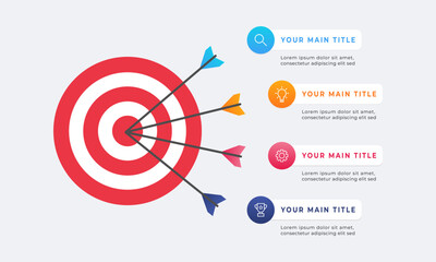 Goals infographic template. Business concept with 4 steps.