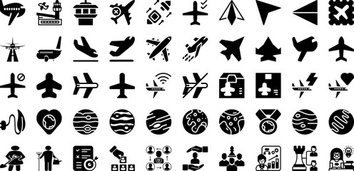 Plan Icon Set Isolated Silhouette Solid Icons With Symbol, Vector, Sign, Icon, Business, Illustration, Plan Infographic Simple Vector Illustration
