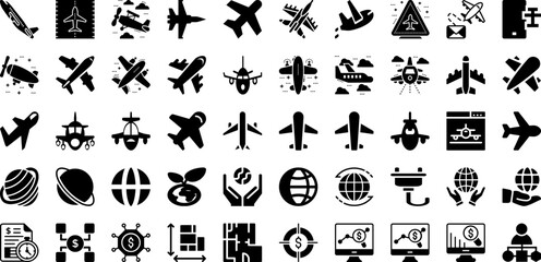 Plan Icon Set Isolated Silhouette Solid Icons With Illustration, Icon, Sign, Business, Plan, Vector, Symbol Infographic Simple Vector Illustration