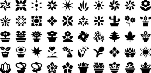 Plant Icon Set Isolated Silhouette Solid Icons With Symbol, Nature, Plant, Line, Icon, Leaf, Vector Infographic Simple Vector Illustration