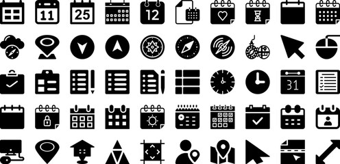 Point Icon Set Isolated Silhouette Solid Icons With Symbol, Point, Line, Illustration, Icon, Vector, Sign Infographic Simple Vector Illustration