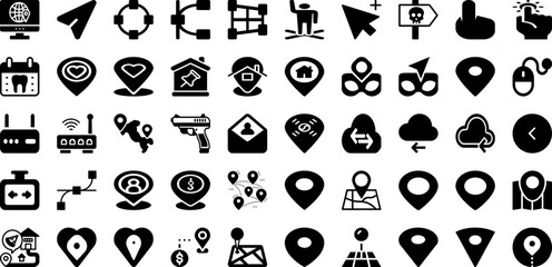 Point Icon Set Isolated Silhouette Solid Icons With Sign, Point, Icon, Symbol, Illustration, Vector, Line Infographic Simple Vector Illustration