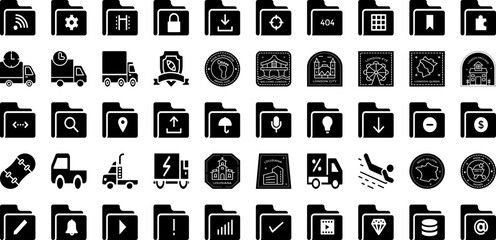 Port Icon Set Isolated Silhouette Solid Icons With Port, Icon, Line, Set, Cargo, Vector, Ship Infographic Simple Vector Illustration