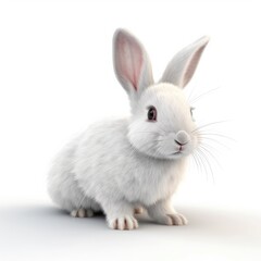 Obraz premium rabbit, animal, bunny, isolated, white, pets, fluffy, easter, mammal, fur, pet, small, cute, hare, farm, furry, domestic, animals, one, young, tame, baby, grey, ear, adorable