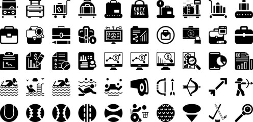 Port Icon Set Isolated Silhouette Solid Icons With Set, Line, Port, Cargo, Ship, Vector, Icon Infographic Simple Vector Illustration