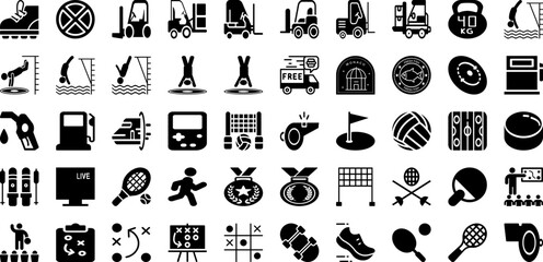 Port Icon Set Isolated Silhouette Solid Icons With Vector, Set, Line, Icon, Port, Cargo, Ship Infographic Simple Vector Illustration