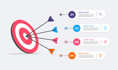 Goals infographic template. Business concept with 4 steps.