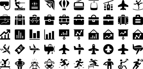 Port Icon Set Isolated Silhouette Solid Icons With Vector, Set, Icon, Ship, Port, Cargo, Line Infographic Simple Vector Illustration