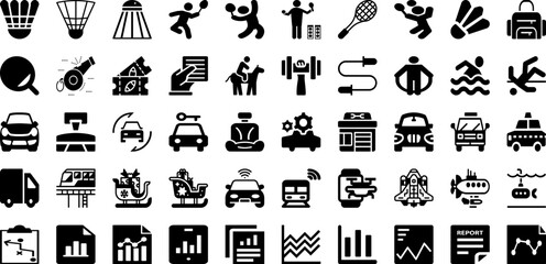 Port Icon Set Isolated Silhouette Solid Icons With Ship, Port, Vector, Icon, Set, Cargo, Line Infographic Simple Vector Illustration