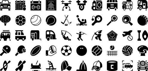 Port Icon Set Isolated Silhouette Solid Icons With Set, Ship, Vector, Icon, Cargo, Port, Line Infographic Simple Vector Illustration
