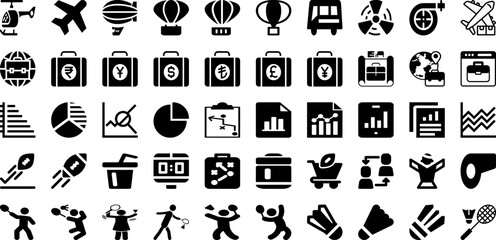 Port Icon Set Isolated Silhouette Solid Icons With Vector, Ship, Cargo, Set, Line, Icon, Port Infographic Simple Vector Illustration