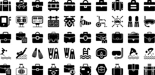 Port Icon Set Isolated Silhouette Solid Icons With Icon, Cargo, Set, Port, Ship, Vector, Line Infographic Simple Vector Illustration