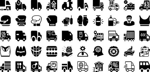 Port Icon Set Isolated Silhouette Solid Icons With Vector, Line, Port, Cargo, Ship, Set, Icon Infographic Simple Vector Illustration