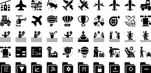 Port Icon Set Isolated Silhouette Solid Icons With Icon, Vector, Cargo, Set, Line, Port, Ship Infographic Simple Vector Illustration
