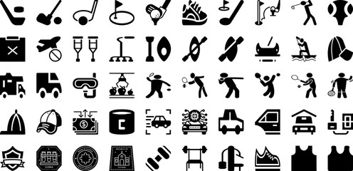 Port Icon Set Isolated Silhouette Solid Icons With Cargo, Icon, Line, Port, Vector, Set, Ship Infographic Simple Vector Illustration