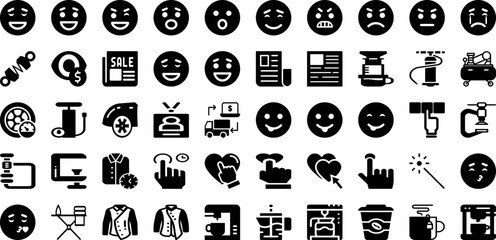 Press Icon Set Isolated Silhouette Solid Icons With Icon, Web, Symbol, Newspaper, Illustration, Vector, Press Infographic Simple Vector Illustration