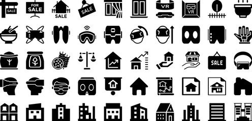 Real Icon Set Isolated Silhouette Solid Icons With House, Building, Set, Icon, Estate, Real, Vector Infographic Simple Vector Illustration