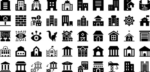 Real Icon Set Isolated Silhouette Solid Icons With Icon, Estate, House, Building, Set, Vector, Real Infographic Simple Vector Illustration