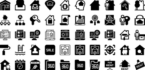 Real Icon Set Isolated Silhouette Solid Icons With Set, House, Estate, Icon, Building, Vector, Real Infographic Simple Vector Illustration