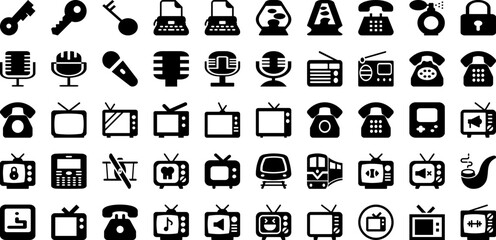 Retro Icon Set Isolated Silhouette Solid Icons With Illustration, Modern, Vector, Graphic, Retro, Icon, Design Infographic Simple Vector Illustration