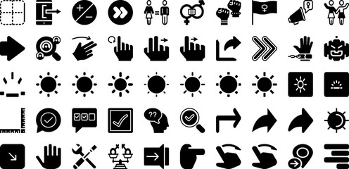 Right Icon Set Isolated Silhouette Solid Icons With Right, Choice, Vector, Symbol, Line, Sign, Icon Infographic Simple Vector Illustration