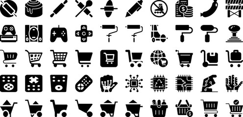 Roll Icon Set Isolated Silhouette Solid Icons With Icon, Line, Sign, Set, Vector, Roll, Outline Infographic Simple Vector Illustration