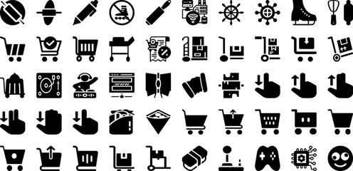 Roll Icon Set Isolated Silhouette Solid Icons With Icon, Line, Vector, Set, Sign, Roll, Outline Infographic Simple Vector Illustration