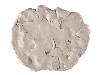 Grey modelling clay round, shape badge isolated on white, clipping path