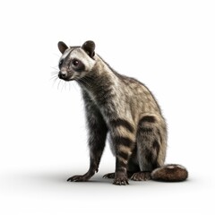 Naklejka premium animal, raccoon, cat, isolated, mammal, ferret, pet, kitten, white background, wildlife, sitting, white, fur, domestic, isolated on white, nature, wild, young, standing, baby, cute, looking, polecat, 