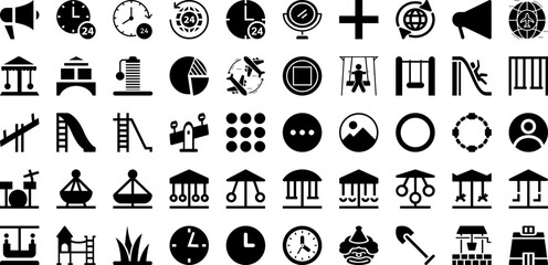 Round Icon Set Isolated Silhouette Solid Icons With Icon, Set, Design, Symbol, Vector, Illustration, Round Infographic Simple Vector Illustration
