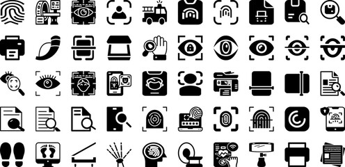 Scan Icon Set Isolated Silhouette Solid Icons With Vector, Icon, Phone, Scan, Digital, Symbol, Technology Infographic Simple Vector Illustration