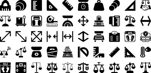 Scale Icon Set Isolated Silhouette Solid Icons With Scale, Sign, Balance, Icon, Vector, Weight, Symbol Infographic Simple Vector Illustration