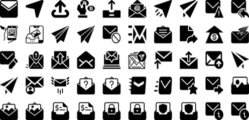 Send Icon Set Isolated Silhouette Solid Icons With Sign, Web, Symbol, Message, Vector, Send, Icon Infographic Simple Vector Illustration