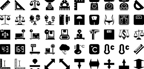 Scale Icon Set Isolated Silhouette Solid Icons With Sign, Icon, Vector, Scale, Symbol, Weight, Balance Infographic Simple Vector Illustration