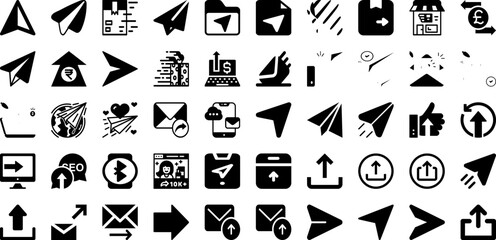 Send Icon Set Isolated Silhouette Solid Icons With Icon, Symbol, Web, Vector, Message, Send, Sign Infographic Simple Vector Illustration
