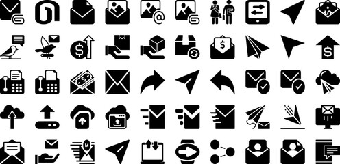 Send Icon Set Isolated Silhouette Solid Icons With Sign, Message, Web, Vector, Symbol, Icon, Send Infographic Simple Vector Illustration