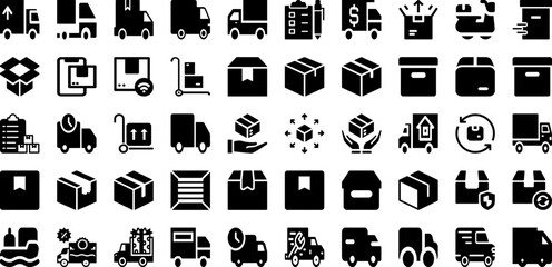 Ship Icon Set Isolated Silhouette Solid Icons With Ship, Set, Shipping, Icon, Transportation, Delivery, Symbol Infographic Simple Vector Illustration