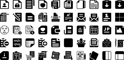 Sheet Icon Set Isolated Silhouette Solid Icons With Line, Vector, Icon, Sheet, Symbol, Sign, Illustration Infographic Simple Vector Illustration