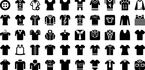 Shirt Icon Set Isolated Silhouette Solid Icons With Clothes, T-Shirt, Icon, Vector, Sign, Shirt, Symbol Infographic Simple Vector Illustration