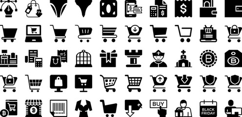 Shop Icon Set Isolated Silhouette Solid Icons With Symbol, Shop, Vector, Icon, Store, Market, Business Infographic Simple Vector Illustration