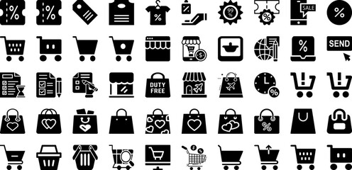 Shop Icon Set Isolated Silhouette Solid Icons With Vector, Business, Store, Icon, Shop, Symbol, Market Infographic Simple Vector Illustration