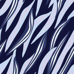 Blue Tropical Leaf Seamless Pattern Design